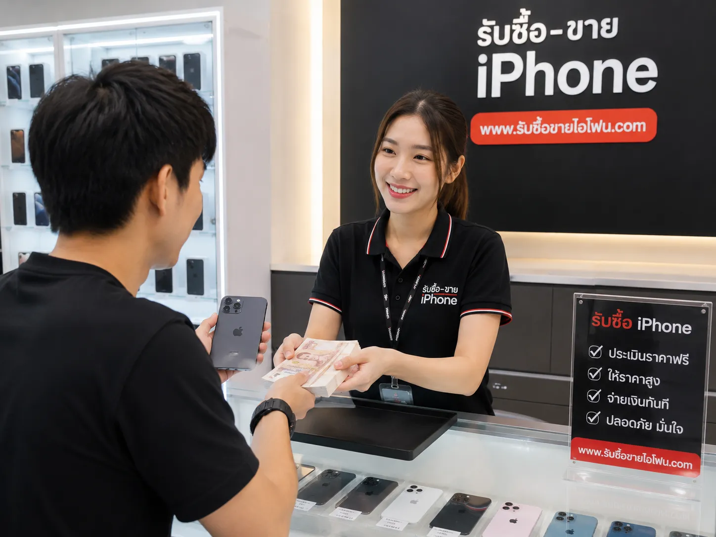ลูกค้ารับเงินทันทีหลังขาย iPhone 15 รับซื้อขายไอโฟน.com รับซื้อ iPhone 15
